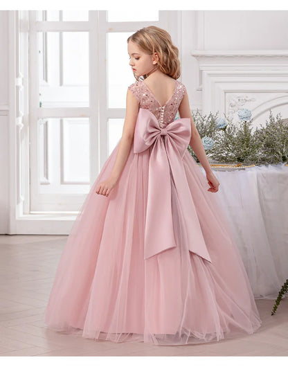 Brautjungfer Hochzeitskleid Blumenmädchen Prinzessin Kleid Elegante Mädchen Partykleider Klavier Performance Kleid Kinder Ballkleid.