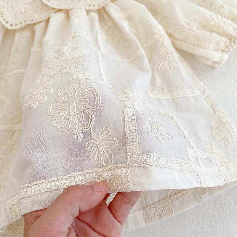 Frühling Baby Body Schwestern Kleid Blume Stickerei Kleid für Kleinkind Mädchen Kleinkind Outfit