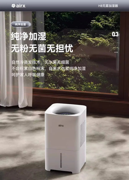 220V airx Humidifier No Mist Quiet Bedroom Cool Mist Evaporative for Baby Nursery Home Office Winter H8 BE.