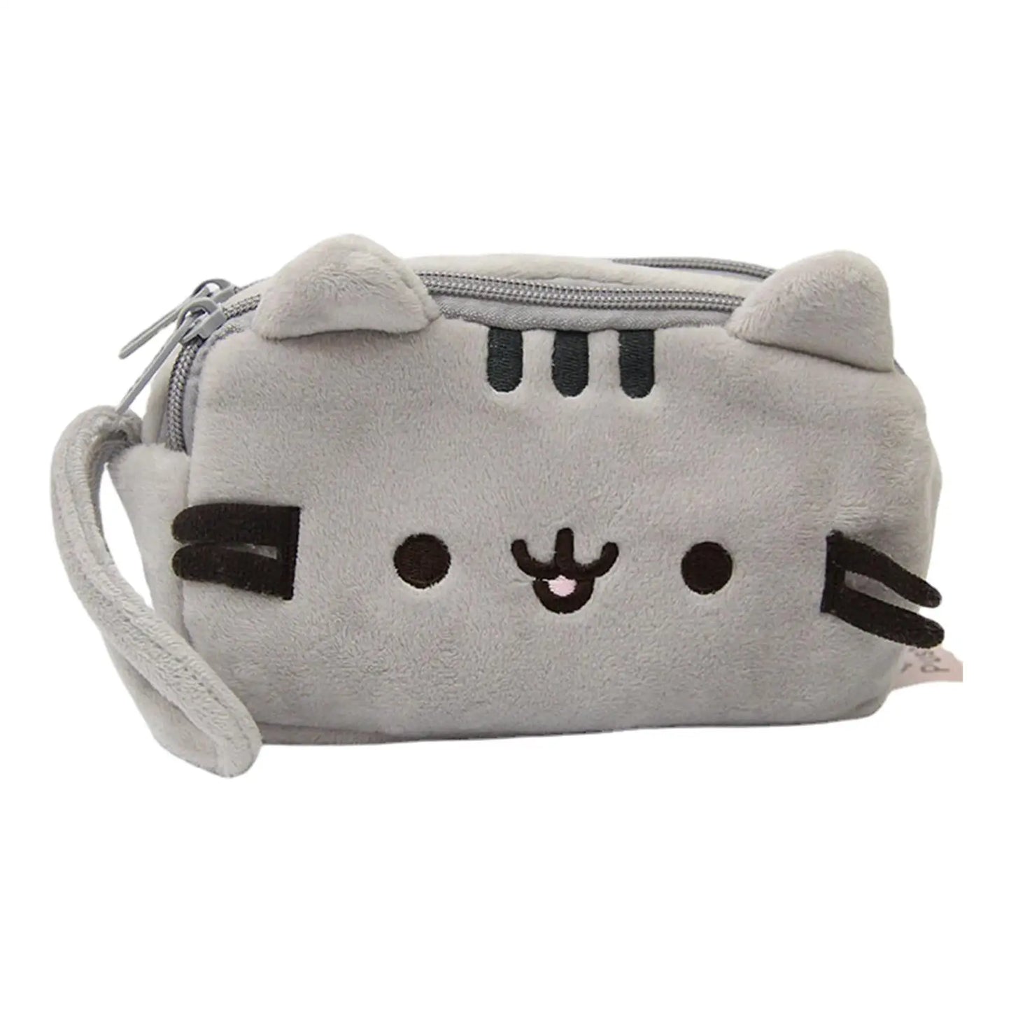 Plush Pencil Case Cute Cat Makeup Bag Large Capacity Portable Plush Animal Stationery Storage Pouch Zipper Closure Pen Case.