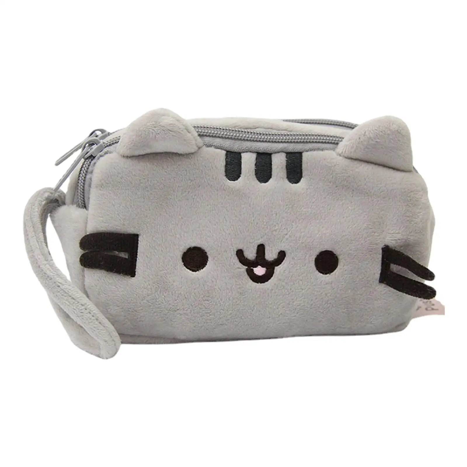 Plush Pencil Case Cute Cat Makeup Bag Large Capacity Portable Plush Animal Stationery Storage Pouch Zipper Closure Pen Case.