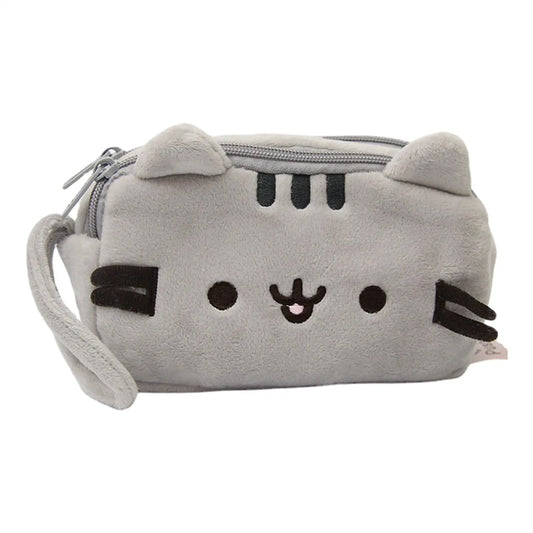 Plush Pencil Case Cute Cat Makeup Bag Large Capacity Portable Plush Animal Stationery Storage Pouch Zipper Closure Pen Case.