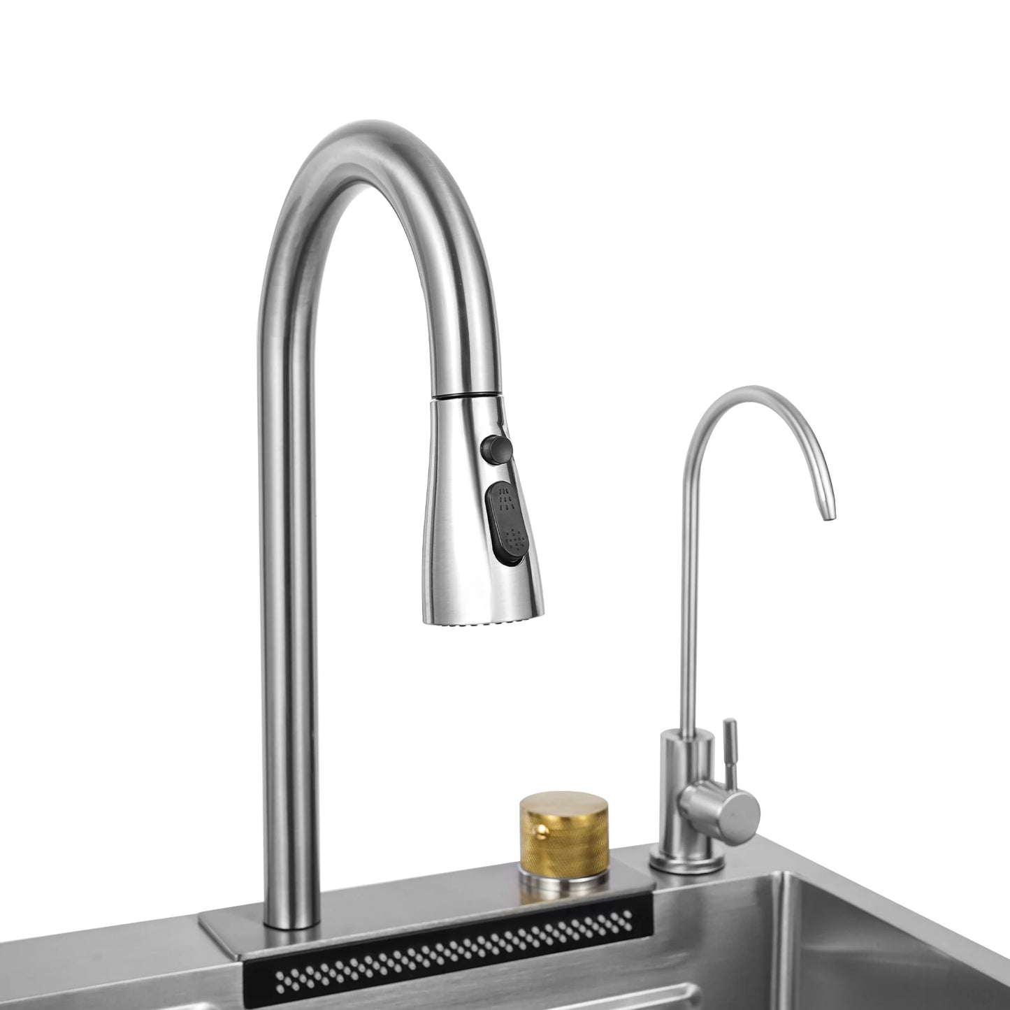 Wasserfall-Bar-Waschbecken, Edelstahl-Waschbecken-Set, integriertes Waschbecken mit abnehmbarem Wasserhahn für Badezimmer, Bauernhöfe, Hinterhof