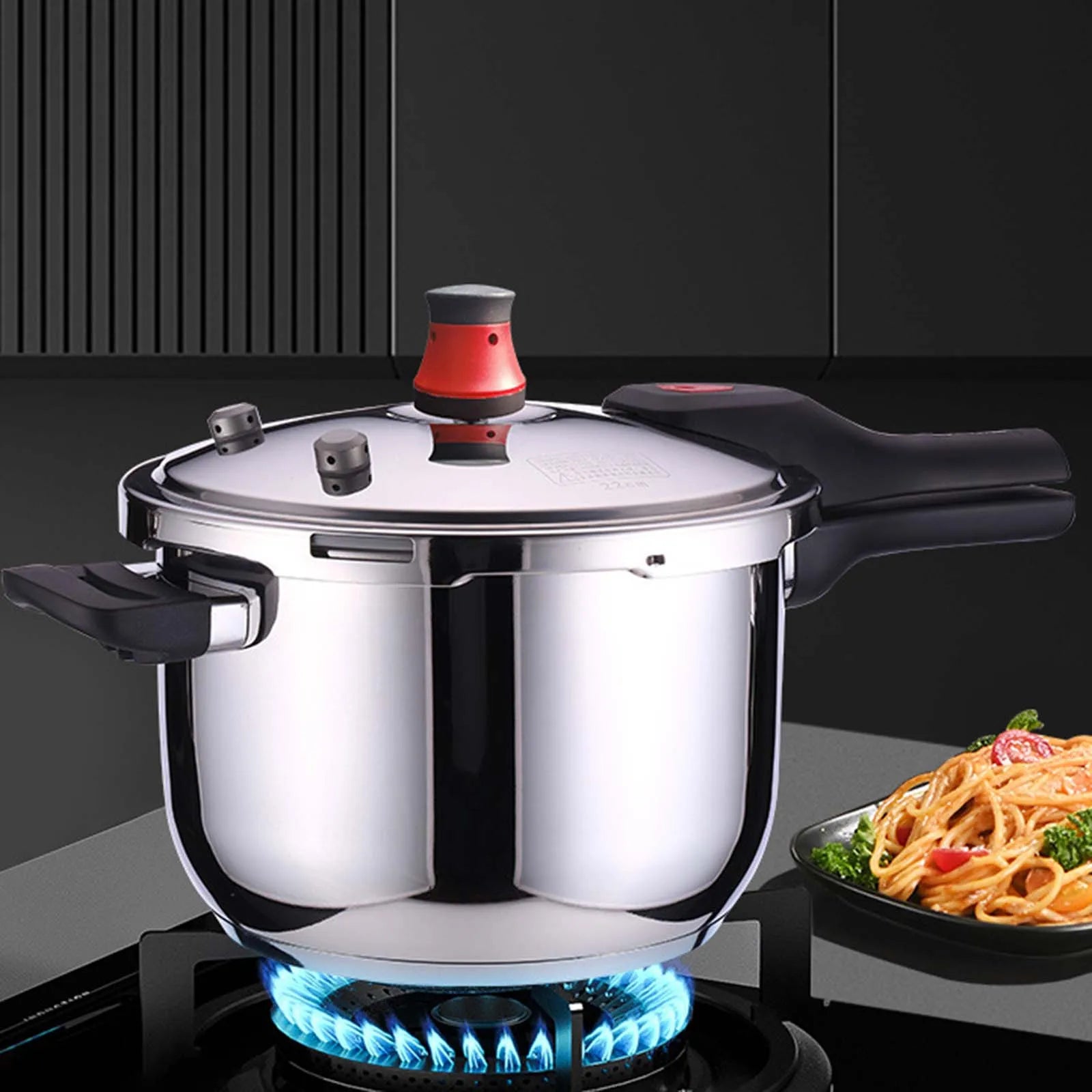 4L/5L/6L 304 Stainless Steel Pressure Cooker Thickened Household Gas Induction Cooking Universal Explosion-proof Pressure Cooker.