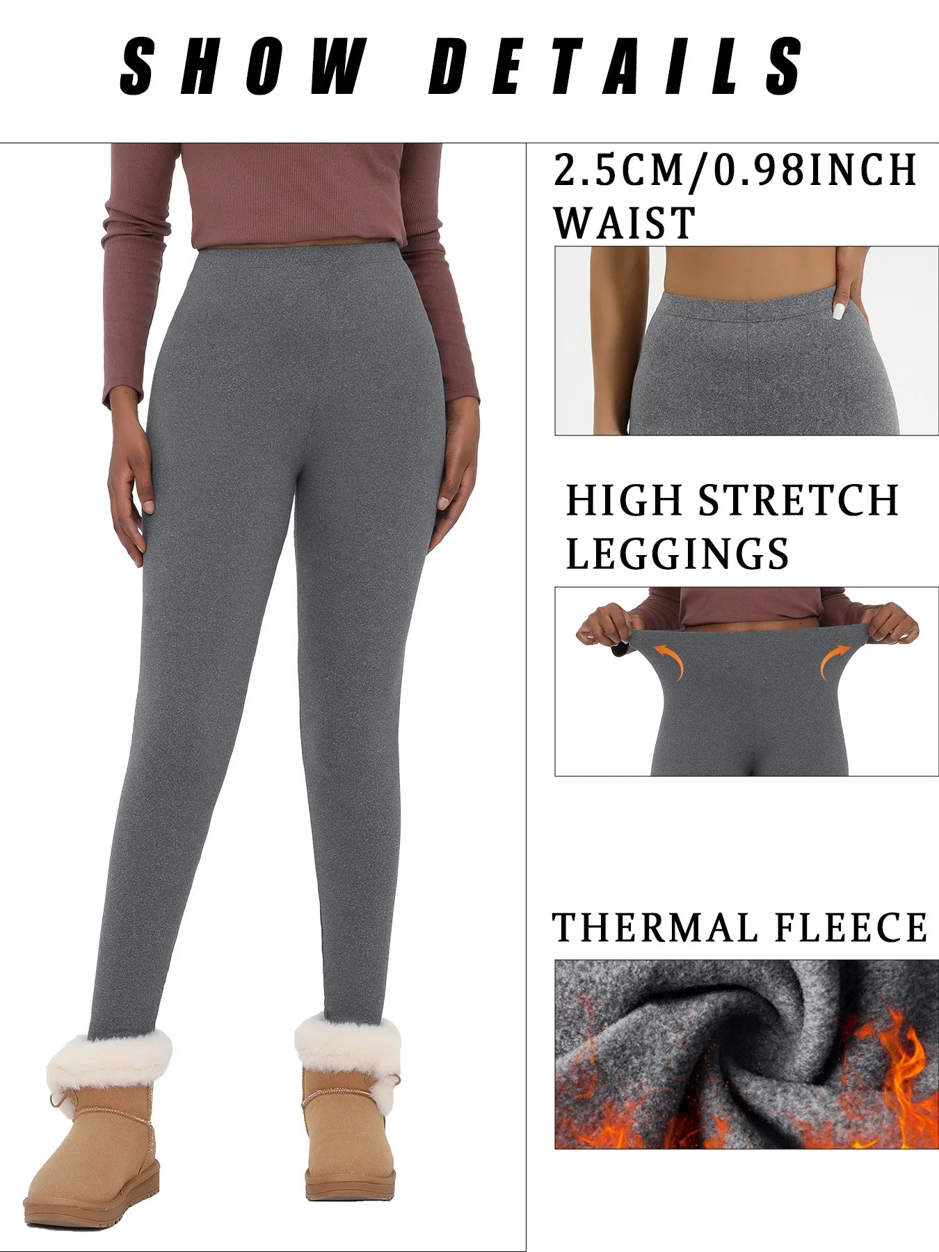 Superweiche, mit Fleece gefütterte Leggings für Damen, Workout, Yoga, Laufen, Thermo-Warmhose für kalten Winter.