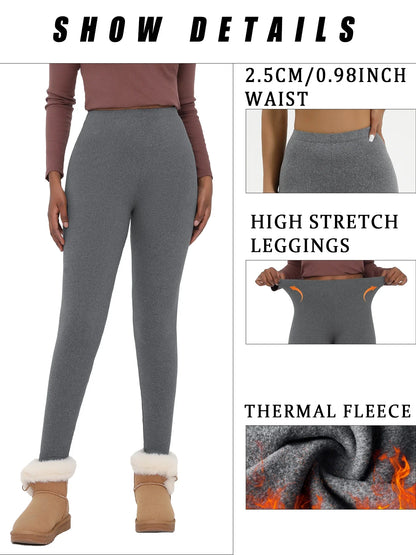 Superweiche, mit Fleece gefütterte Leggings für Damen, Workout, Yoga, Laufen, Thermo-Warmhose für kalten Winter.