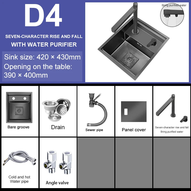 Versteckte Küchen spüle Bar Spüle Kit Klapp hahn Abflussrohr, Drop-In Unterbau Spüle, kleine Edelstahls püle für Workstation RV