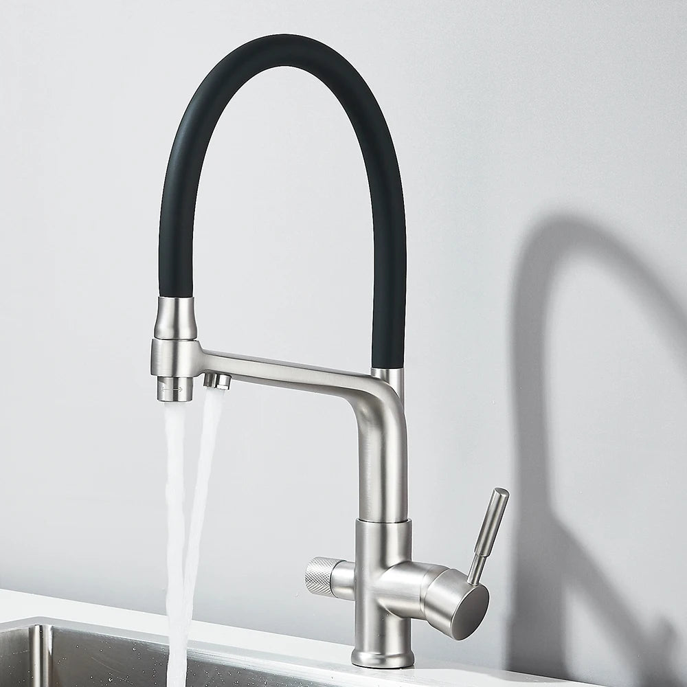 Kitchen Faucet Filtered Water Dual Spout Purification Feature Kitchen Tap 360 Rotation Water Crane For Kitchen