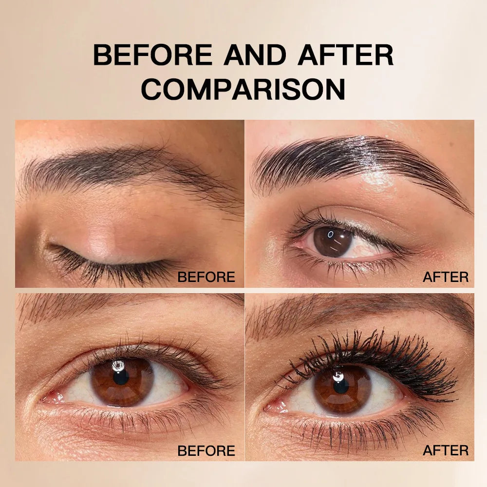 Waterproof Black Mascara And Eyelash Primer Set Volumizing Natural Curling Long Lasting Non Smudged Formula.