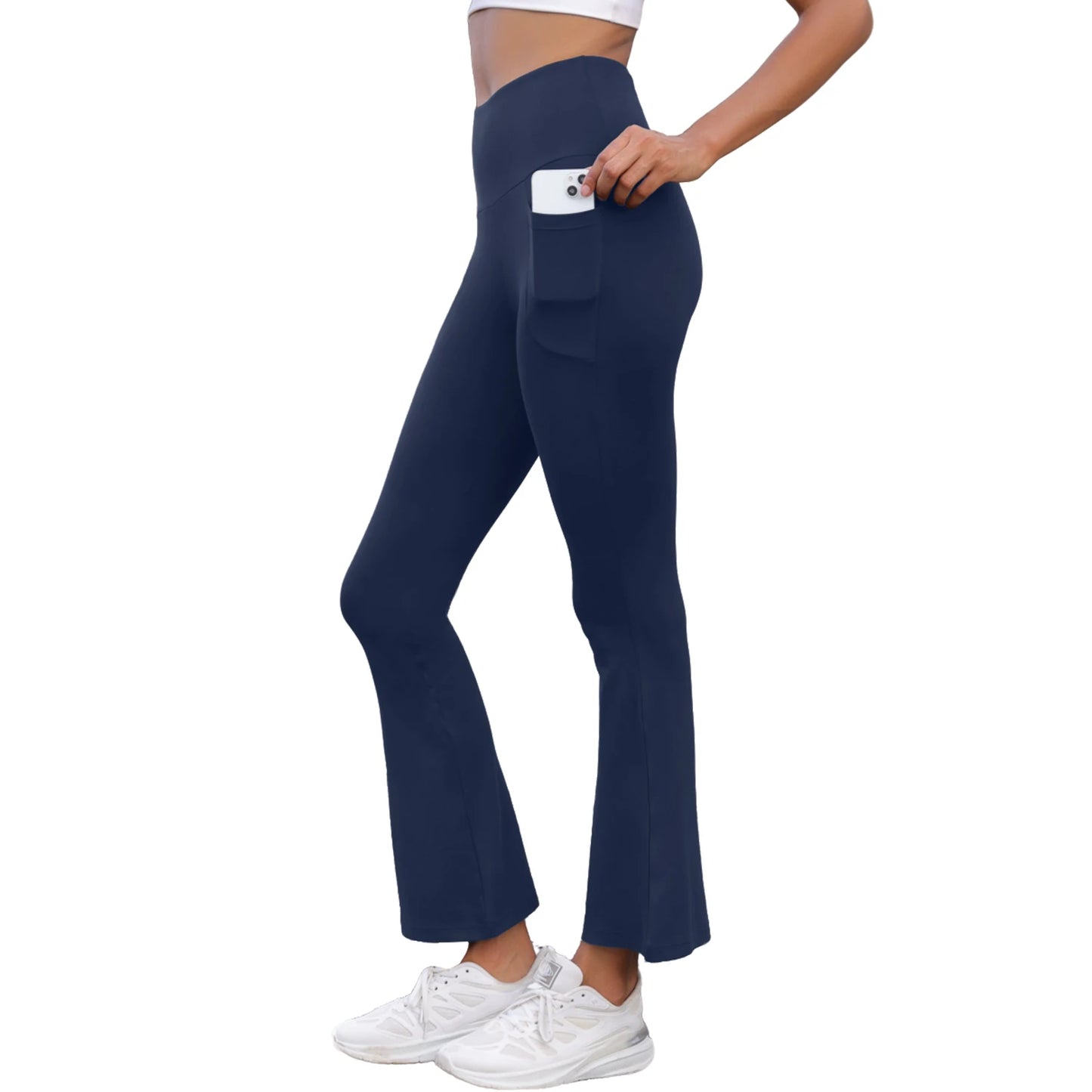 Women's Super Soft Flare Pants with Pockets High Waisted Tummy Control Workout Yoga Push Up Gym  Fitness Leggings Bell Bottoms.