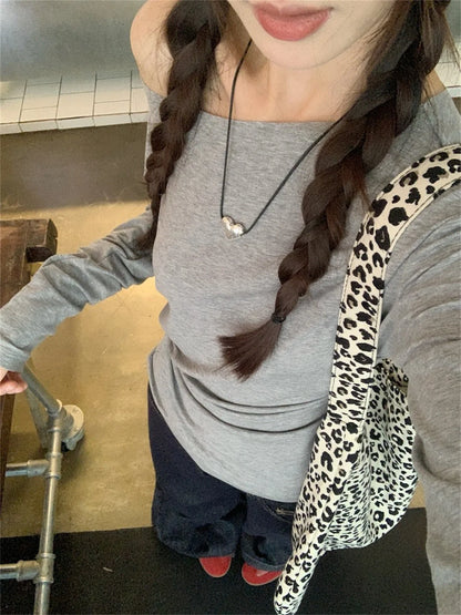 Women Sexy Off Shouder Tops 2025 Fashion New In Y2k Hot Girl Slim Long Sleeve Shirts Solid Autumn Spring Chic T-shirt Streetwear.