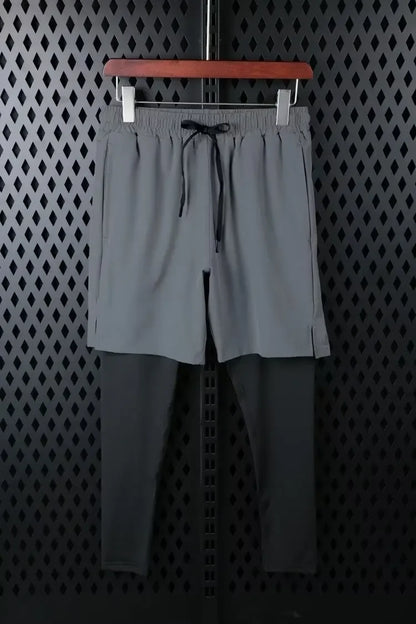 Zweiteilige Illusion Herren-Sporthose, schnell trocknend, elastisch, Basketball-Trainingshose, Sommer, dünn, Fitness, Laufen, Freizeithose.