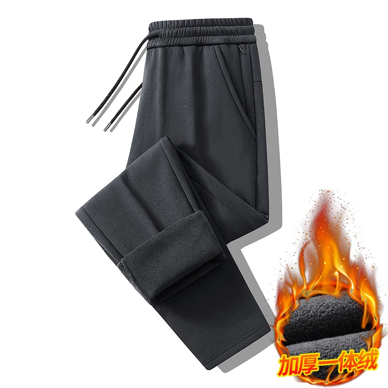 Men's Plus Size Pants Thickened Fleece Lined Thickened Autumn Winter Casual Trousers Loose Warm Outerwear Cold Proof Clothing