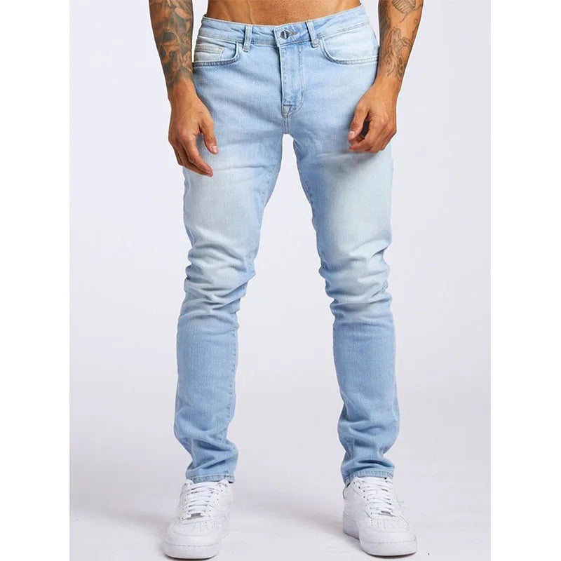 New Style of Denim Men's Jeans Cross-border Ins Trendy Black Slim High Waist Denim Pants Men.