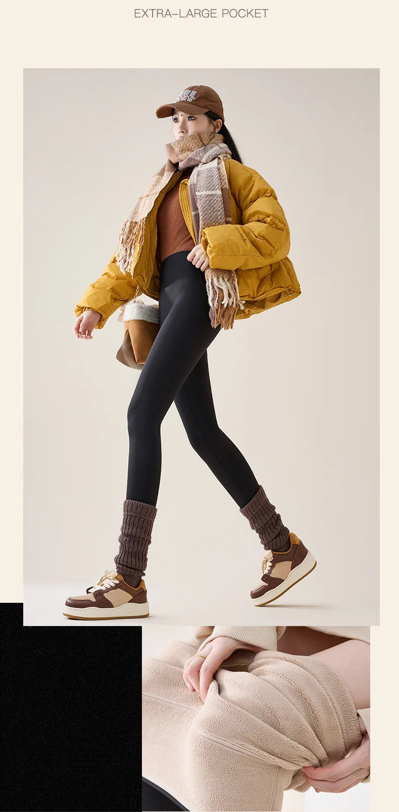 BIVIGAOS Autumn Winter High Waist Fleece Sharkskin Leggings Women Seamless Slim Tight-Fit Velvet Thickened Elastic Warm leggings.