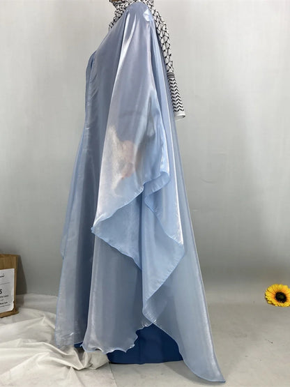 Muslim Women Dubai Abaya Stain batwing sleeve Long Dress Kimono Cardigan Kaftan Modest Robe Femme Islam African Dresses Kebaya.