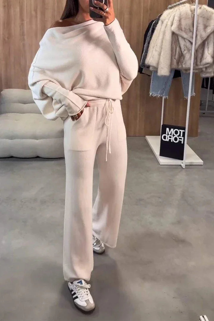 Women Pant Set Two Piece Sets Tracksuit Round Neck Sweatshirts Jogger Lace Up Elastic Waist Long Pants Sport Loose Matching Sets.