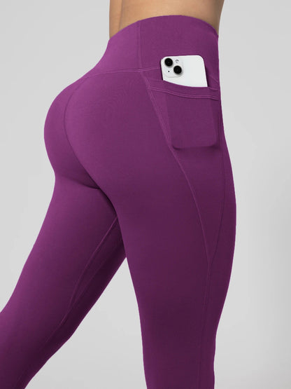 Nahtlose Damen-Leggings mit Taschen, einfarbig, hohe Taille, Po-Lifting-Strumpfhose, schlanke elastische Leggings, Sportbekleidung | H&D Shop