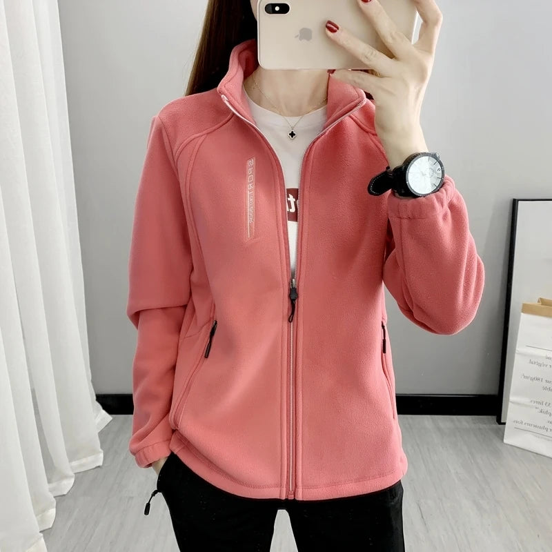 Plus Größe Herbst Winter Polar Fleece Warme Mantel Frauen Sweatshirt Outdoor Sport Casual Zipper Strickjacke Jacke Top Schlank Jugendliche