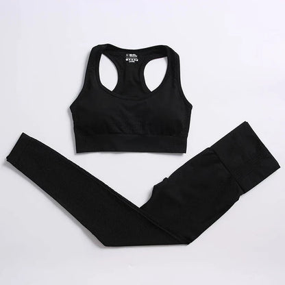 2/4PCS Summer Seamless Yoga Set Women Workout Clothes Sports Bra Short Sleeve Crop Top High Waist Legging Fitness Sports Suits