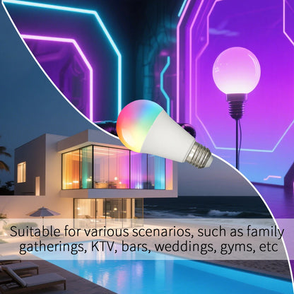 E27 RGB LED Light Bulb 220V 10W with IR Color Changing Control Remote Multicolor + White Lamp Spotlight for Bedroom Party Home.