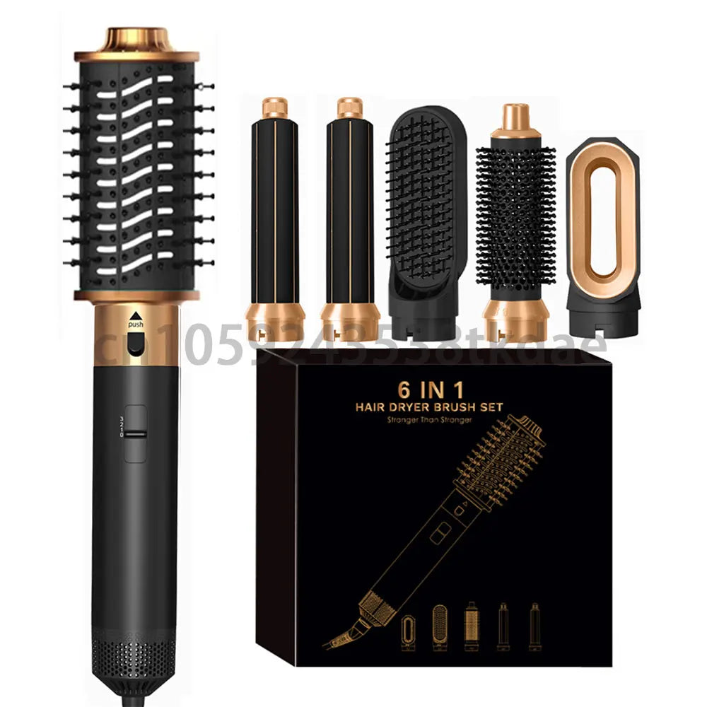 6 in 1 Hair Dryer Brush Hot Comb Set Professional Curling Iron Hair Straightener Styling Tool Air styling Hair Dryer Household