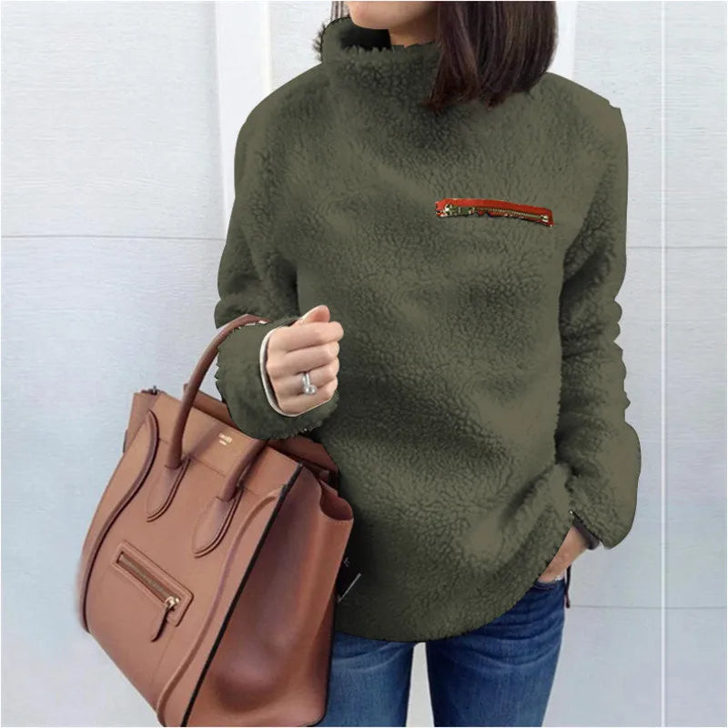 Winter Super Weich und Bequem Einfarbig Rollkragen Pullover frauen Pullover Fashion Zipper Sexy Top Damen Hipster Kleidung