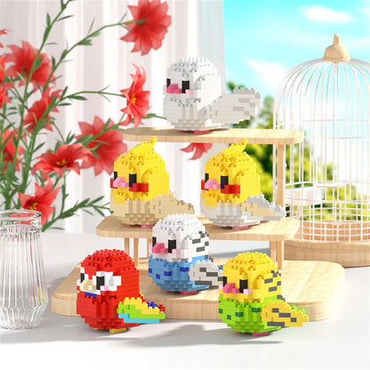 KNEW BUILT Colorful Parrot Micro Mini Building Blocks Assembly Toys 3D Model Bricks for Birds Funs Hands-on Ability Gift.
