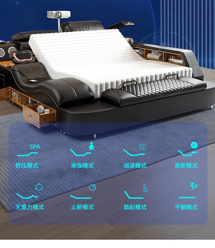 Nordic Multifunktions Doppelbett Seite Von Seite Leder Luxus Kingsize Bett Rahmen Plattform Holz Design Lit Schlafzimmer Set Möbel