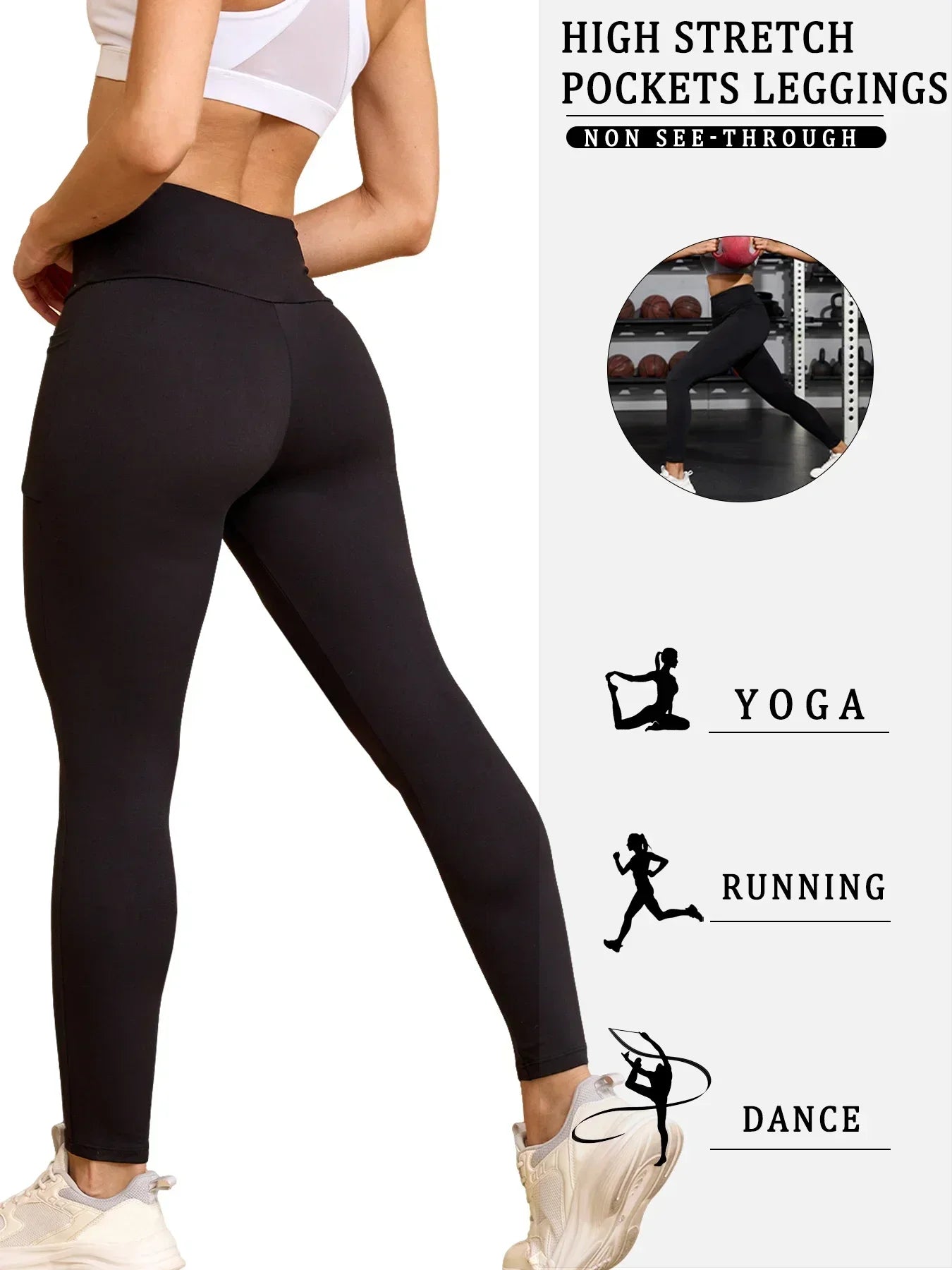 3 Pack Super Soft Leggings with Pockets for Women, High Waisted Tummy Control Workout Yoga Running Pants Leggings.