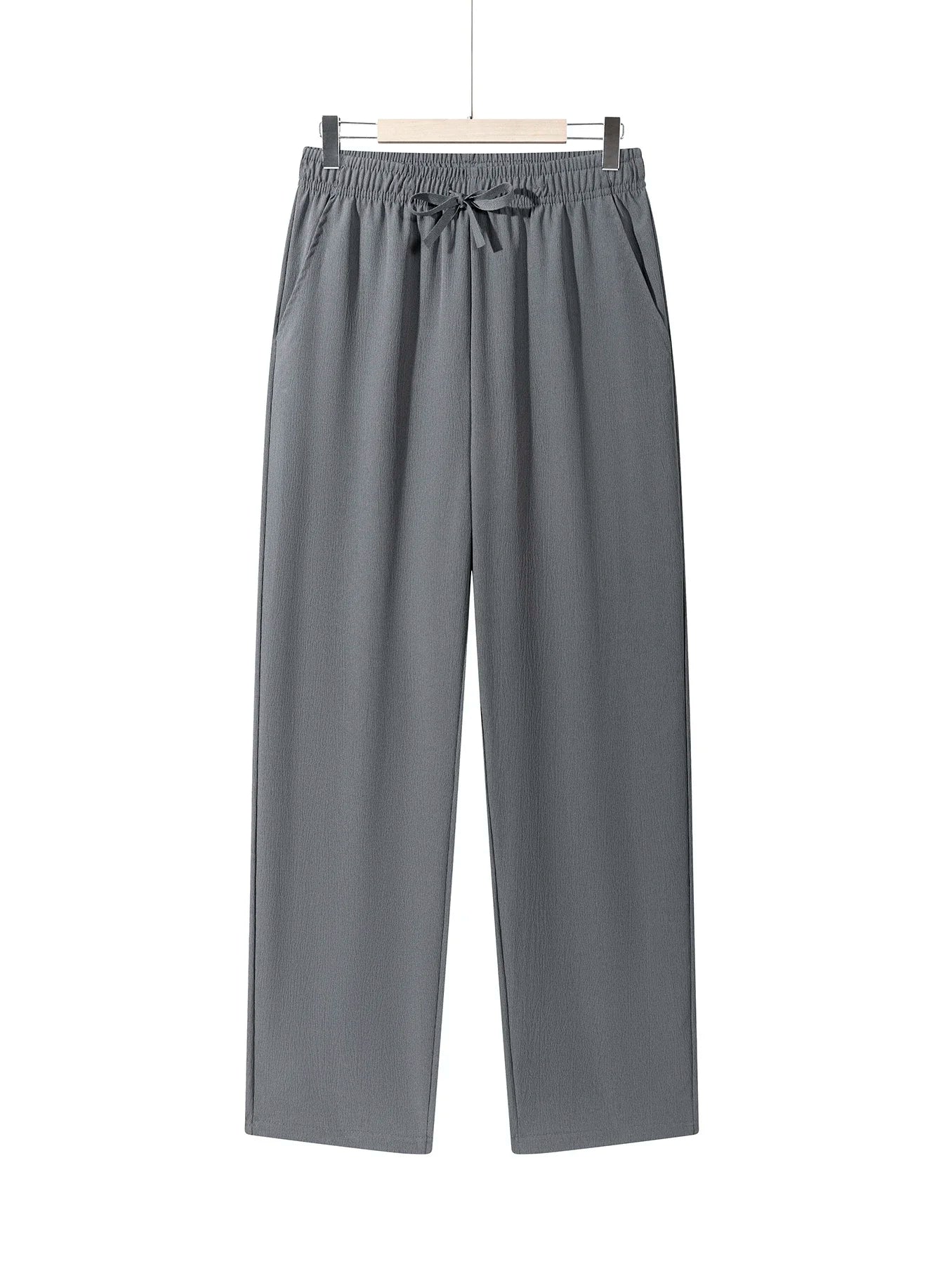 Summer Men's Straight Trousers Casual Solid Color Breathable Drawstring Long Pants Sweatpants Streetwear Men Baggy Pants.