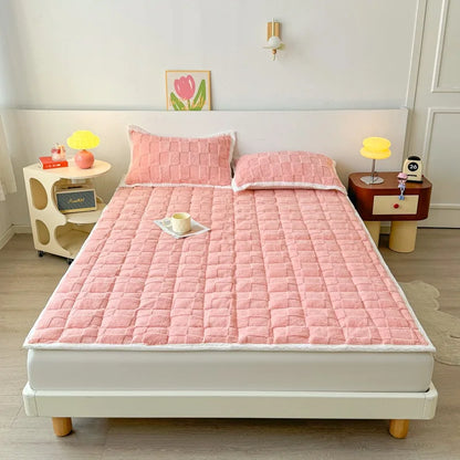 Winter Taft Velvet Mattress Topper Pad Fleece Bedspread Fold Non-slip Thin Tatami Mat Student Dormitory Bed Sheet Mattress Cover