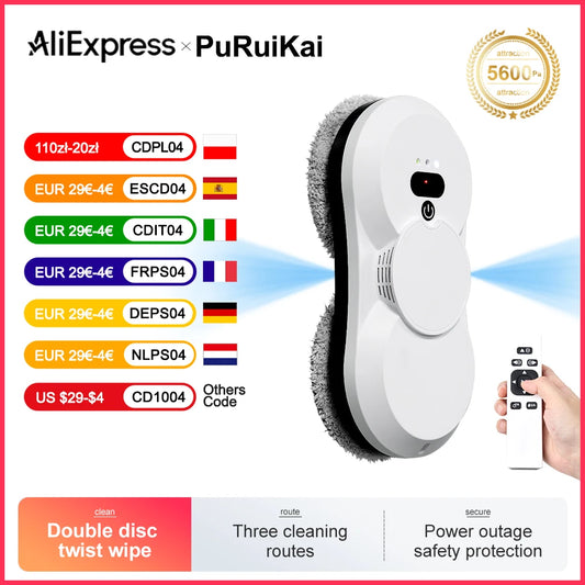 PuRuiKai robot electric automatic window cleaning Robotic vacuum cleaner, with remote control, two-way automatic spray.