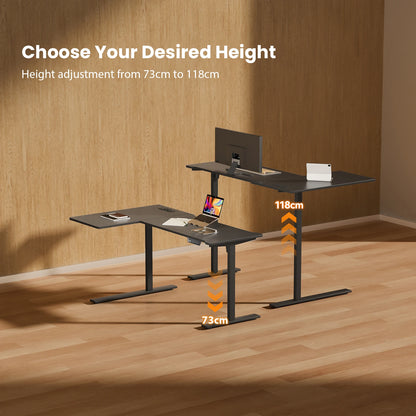Elektrisch höhenverstellbarer L-förmiger Schreibtisch Ergonomischer Computertisch mit USB und Steckdose für Büro und Zuhause