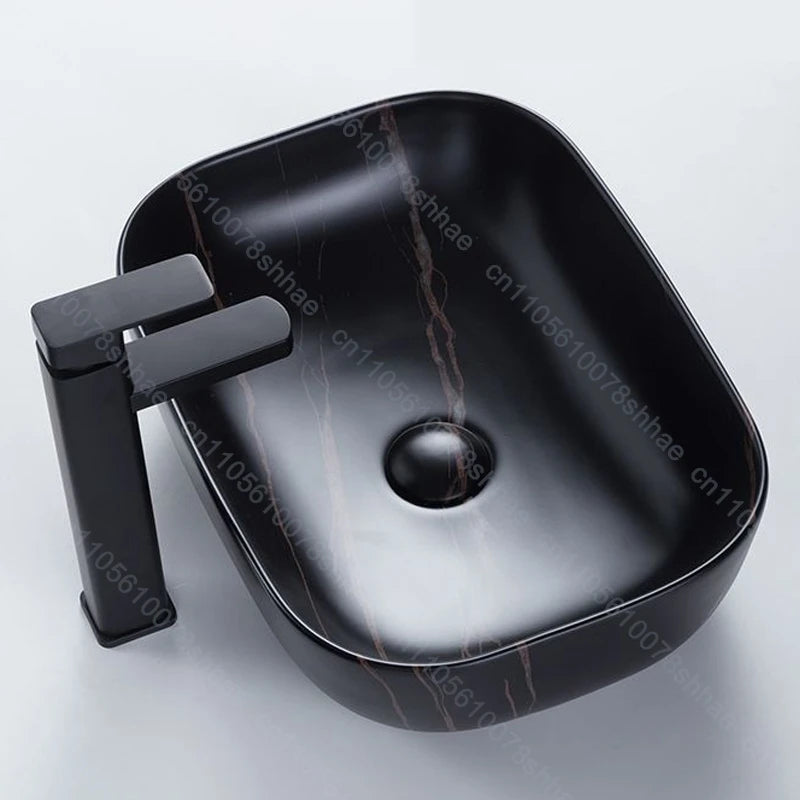 Luxuriöses Vintage-Keramikgefäßwaschbecken für Badezimmer, Waschtisch, Kunstbecken über der Theke, Waschbecken mit Abflusszubehör, Arbeitsplatte