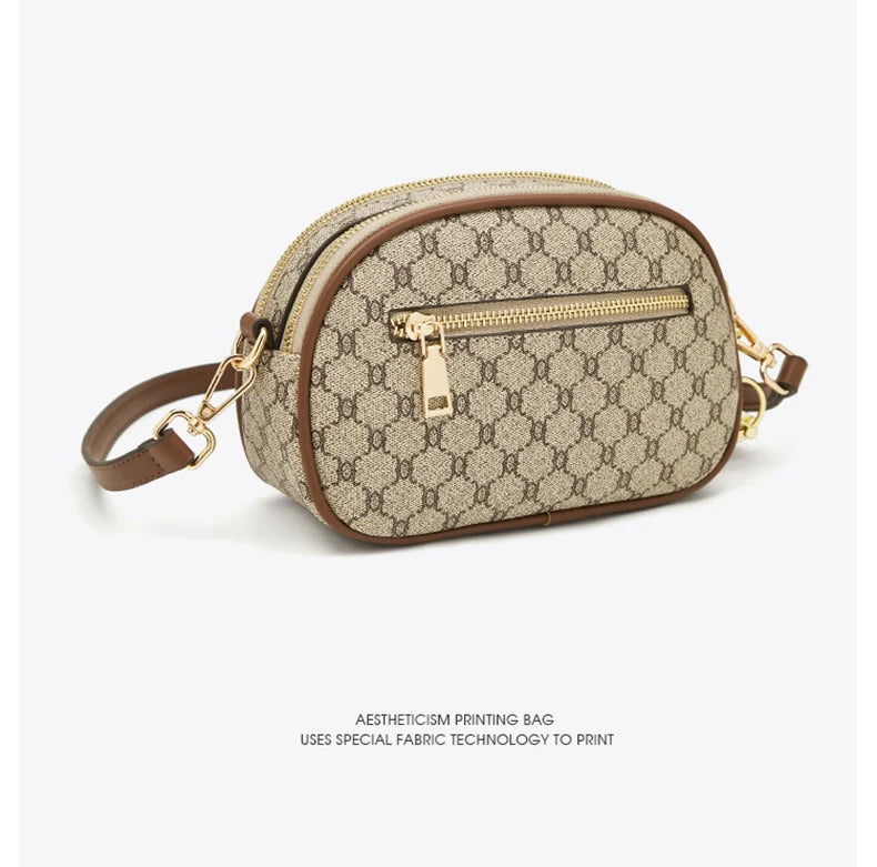 FOXER Women Small Shoulder Bag Fashion Monogram PVC Lady Crossbody Handbag with Adjustable Strap.