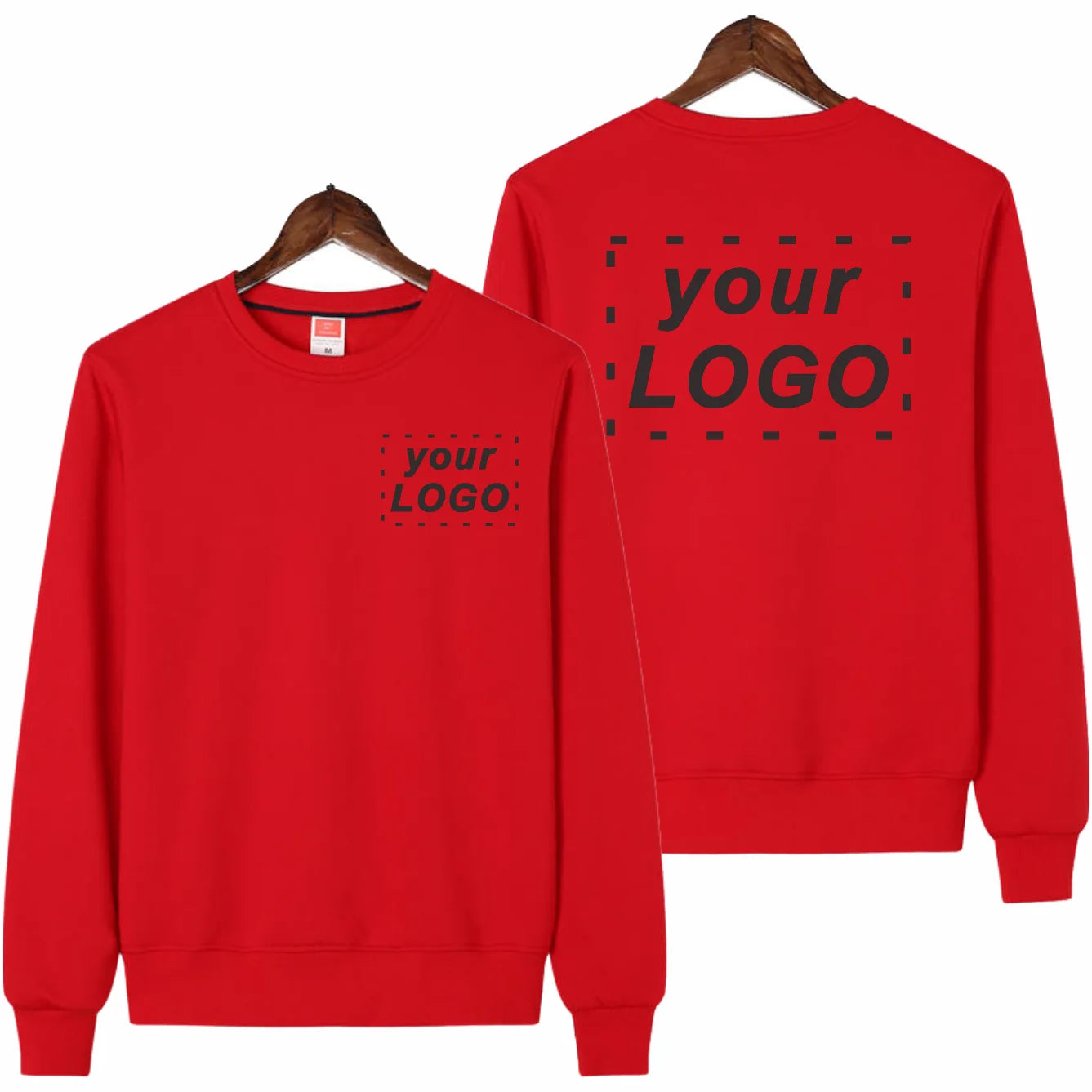 Men's Casual Pullover Custom Printed Embroidery Company Logo Clothing Fashion Winter Warm Sweater Solid Color Sweatshirt 4xl.