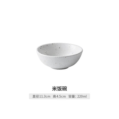Japanese-style Tableware Set Bowls and Plates Round White Ink Point Dinner Plates Home Creative Western Dishes Dinner Plates.