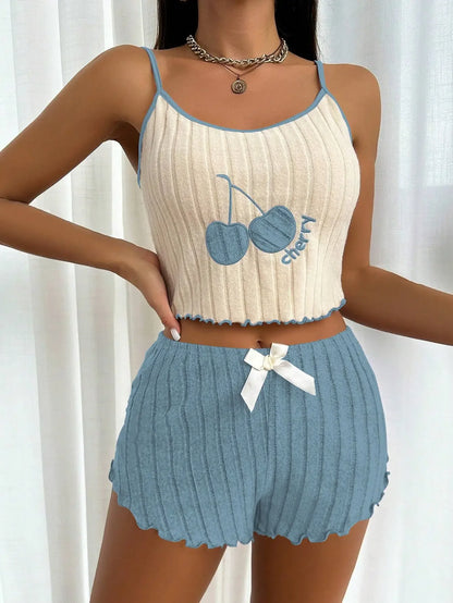 Sommer 2 stücke Pyjamas Set für Frauen Casual Einfache Boden Wolle Halfter Weste Shorts Set Hause Tragen Nachtwäsche Loungerwear.