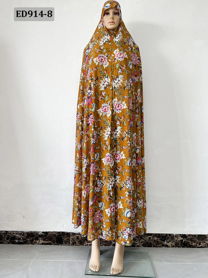 6XL  Muslim Womens Hooded Abaya African Sleeveless Prayer Garment Kaftan Dress With Hijab Floral Dubai Saudi Robe Ramadan