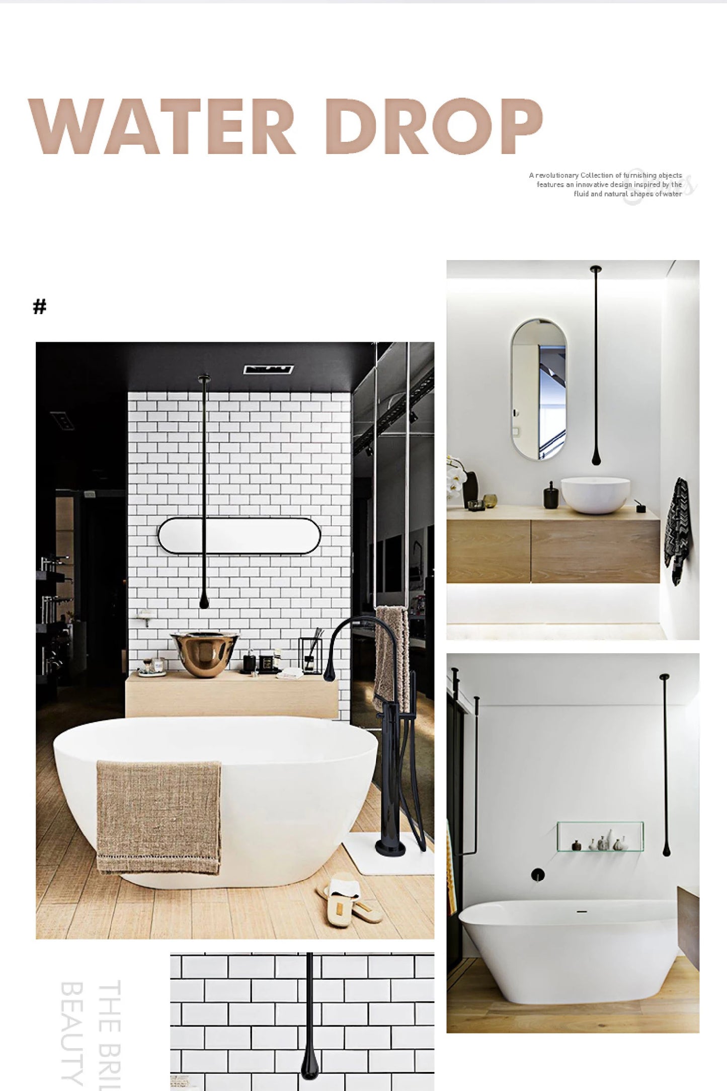 Luxuriöser Badezimmer-Wasserhahn aus gebürstetem Goldmessing im Deckendesign mit doppelter Steuerung von Hot & Cold-Waschtischarmaturen. Einfacher und anpassbarer Wasserhahn