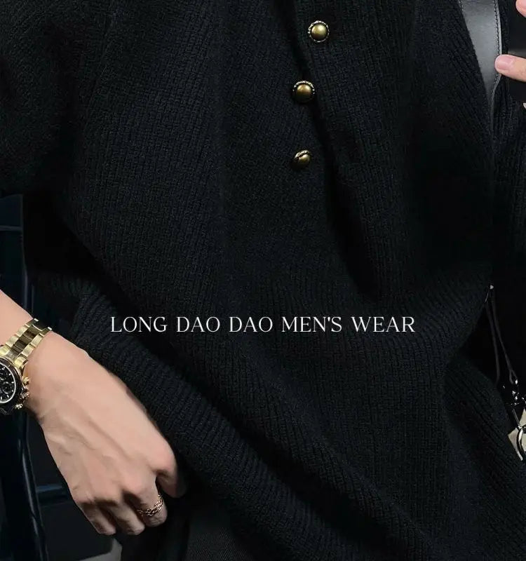 Vintage Trend Casual Autumn Winter New Men Turtleneck Solid Button Fashion Luxury Business Long Sleeve Pullovers Knitted Tops.