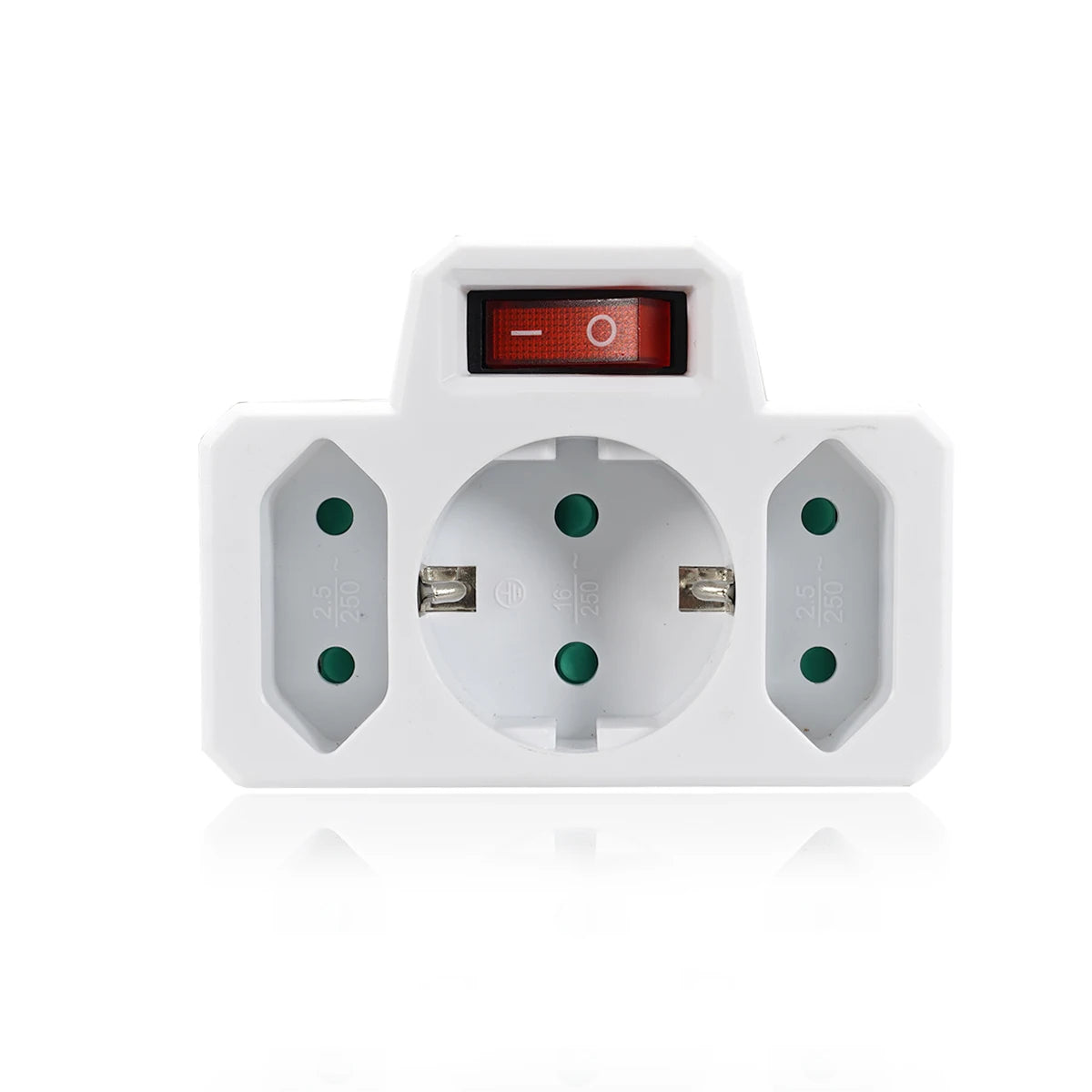 EU-Steckdose mit EIN/AUS-Schalter, 2-polig, 4,8 mm, europäischer Standard-Adapter, Erweiterungssteckdose, Stromverlängerungsstecker-Konverter.