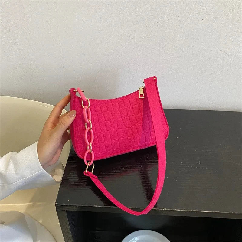 Small Square Bag Lady Felt Armpit Design Luxury Tote Released Fashion Ladies Handbag Under Crescent.