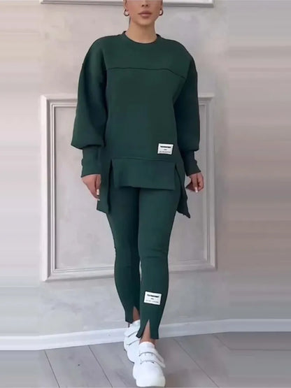 New Women's Fashion Casual Sweatshirt + Trousers Cover Autumn Winter O Neck Long-sleeved Hoodie Women's Suit Sports 2piece Set.