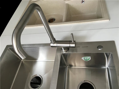 Stainless Steel Kitchen Faucet Lead-Free Folding Mixer 360 Degree Swivel Single Handle Nickel Kitchen Sink Taps