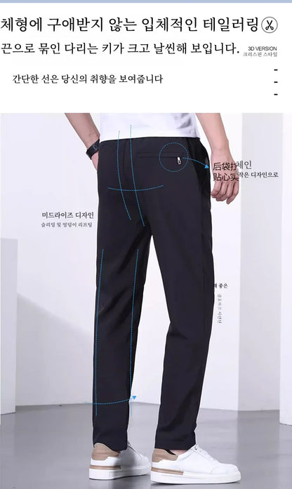 Schnell trocknende Herrenhose, Kordelzug, elastische Taille, Freizeithose, lockere gerade Hose, Sommermode, trendig.