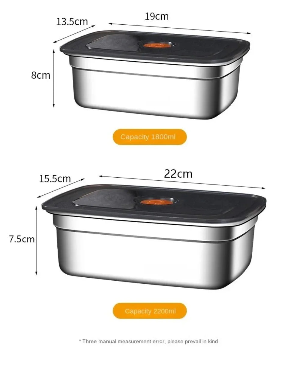 Stainless Steel Camping Lunch Box Sealed Leak-proof Bento Box Microwave Suitable Large Capacity Refrigerator Freezer Storage Box.