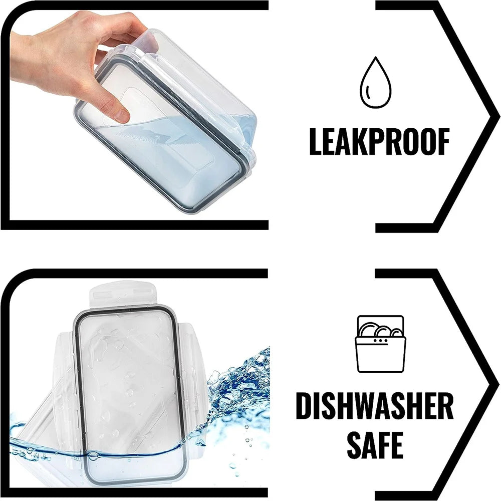 Kitchen Food Contianers Set, Microwave Dishwasher Safe BPA FREE 10pcs 840ML Containers Set With 10stickers and Marker.