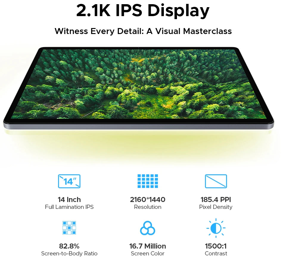 Global Version DOOGEE Tab E3 Max Tablet PC Android 15 Gemini AI 14'' 2.1K Screen 8GB RAM 256GB 13500mAh Large Battery Smart Pad.